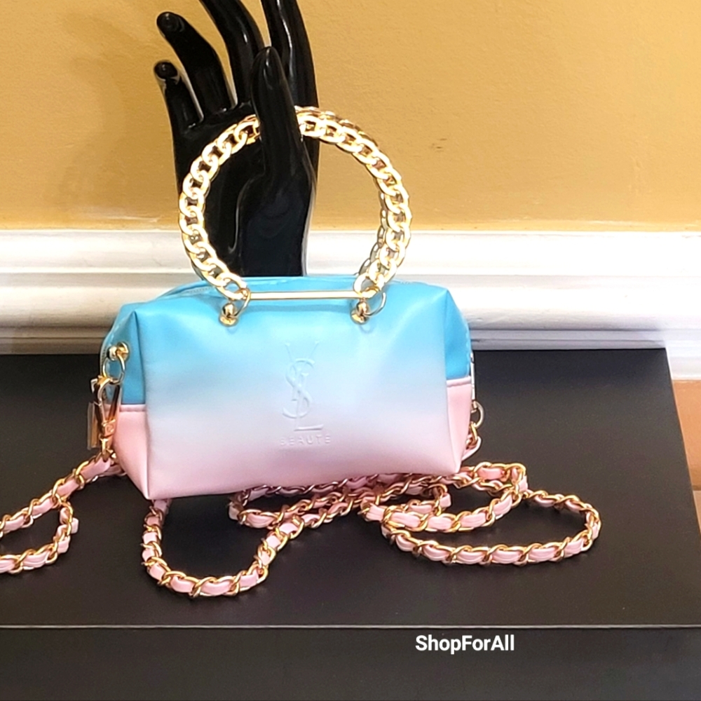 Yves Saint Laurent blue and pink mini bag with circular handel - Picture 2 of 16